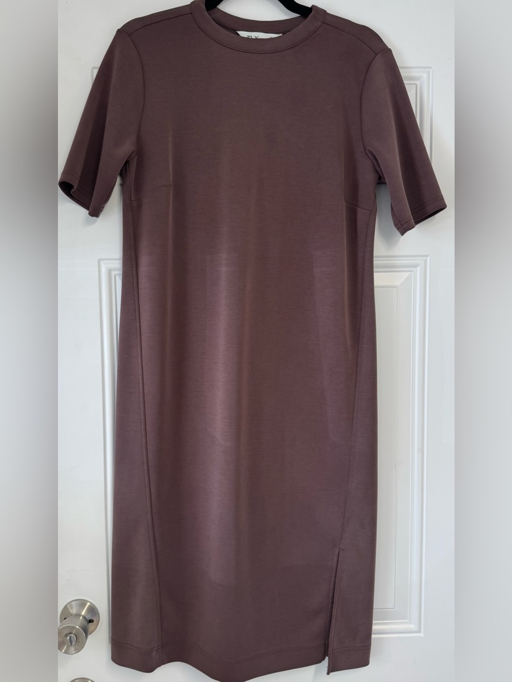 FLX Jersey Knit Short Sleeve Dress Soft Faded (Intentional) Brown Relaxed Fit S
